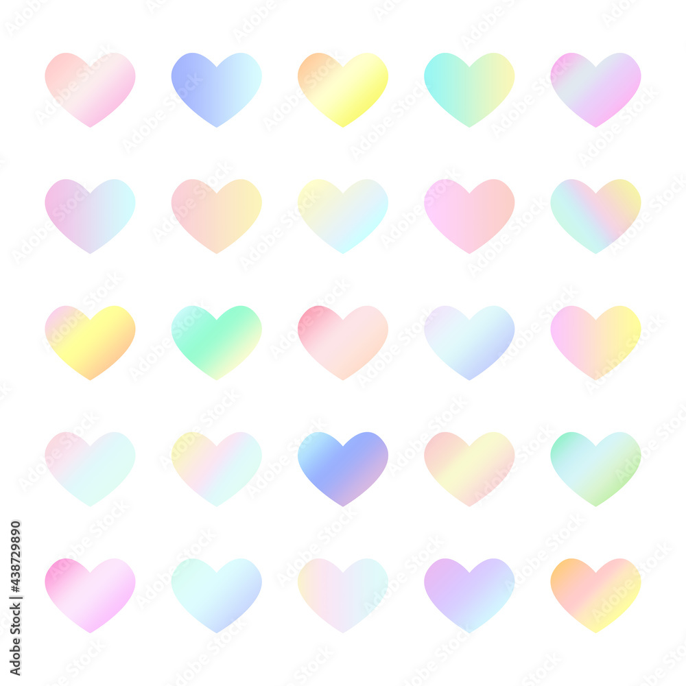 Gradient heart icon collection. Isolated on white background