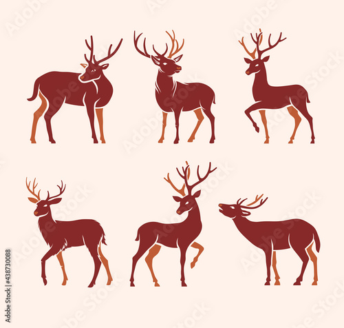 deer silhouette vector collection illustration