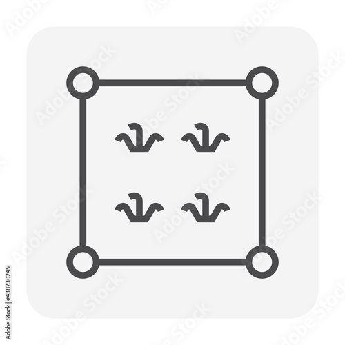 Land plot for agriculture vector icon. Consist of plant in area, position pin point of location. Plot of land on earth for agriculture farm, farmland or plantation i.e. crop, rice, paddy. 64x64 pixel.