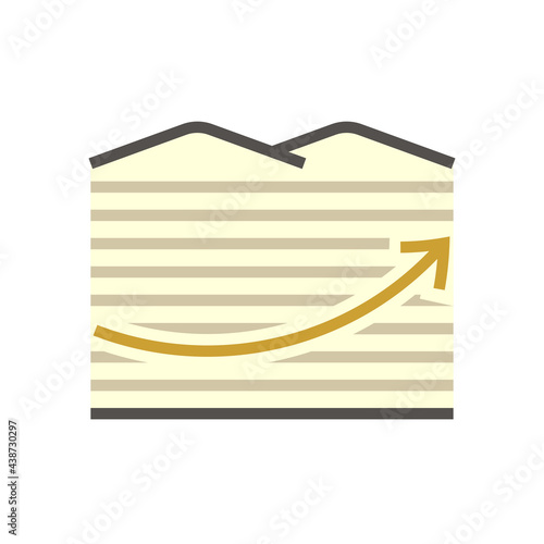 Land values vector icon. Consist of area, growth graph or value investing. For land investment concept, profit, wealth, value, income. Also for business i.e. owned, sale, develop, rent, buy. 64x64 px.