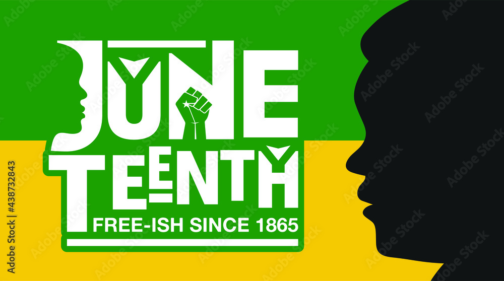 Juneteenth Freedom Day. June 19. African Rebel and resist hand symbol. Free-ish Vector logo. Banner design. Illustration.