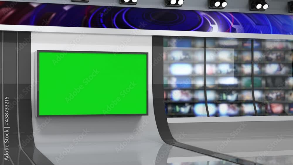 News TV Studio Set _Virtual Green Screen Background Loop News TV Studio Set _Virtual Green Screen Background Loop