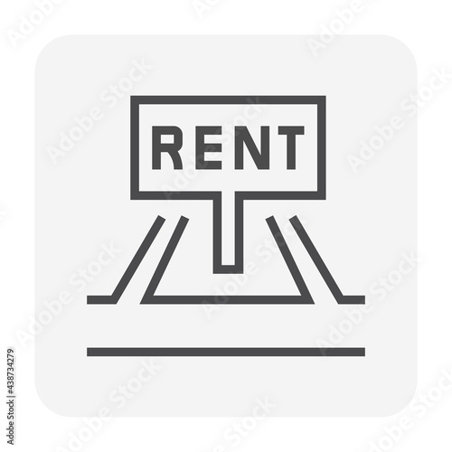 Land for rent vector icon. Real estate or property consist of vacant land lot with square shape and access road for housing subdivision, development, owned, sale, buy or investment. 64x64 pixel.
