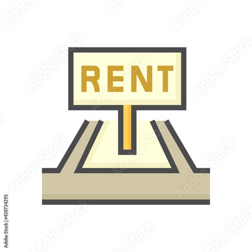 Land for rent vector icon. Real estate or property consist of vacant land lot with square shape and access road for housing subdivision, development, owned, sale, buy or investment. 64x64 pixel.
