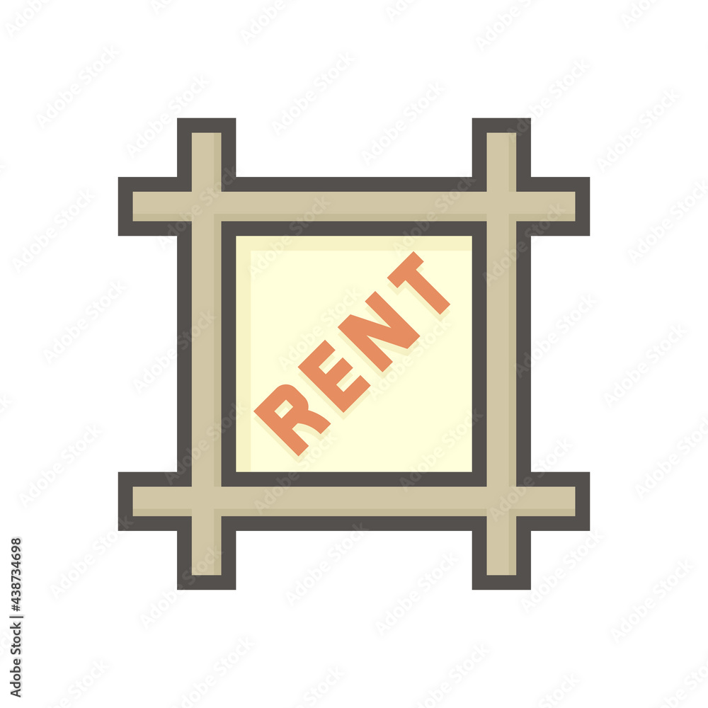 Obraz premium Land for rent vector icon. Real estate or property consist of vacant land lot with square shape and access road for housing subdivision, development, owned, sale, buy or investment. 64x64 pixel.