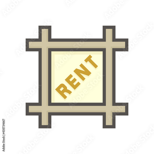 Land for rent vector icon. Real estate or property consist of vacant land lot with square shape and access road for housing subdivision, development, owned, sale, buy or investment. 64x64 pixel.