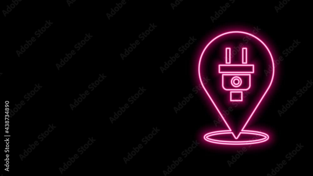 Glowing neon line Electric plug icon isolated on black background. Concept of connection and disconnection of the electricity. 4K Video motion graphic animation Glowing neon line Electric plug icon isolated on black background. Concept of connection and disconnection of the electricity. 4K Video motion graphic animation