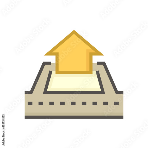 House building in land lot and access road vector icon in perspective view. That real estate or property on roadside for residential, development, owned, sale, rent, buy or investment. 64x64 pixel. 