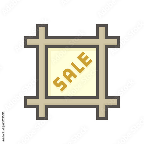 Land for sale vector icon. Foreclose real estate or property consist of empty land on roadside for development by housing construction, subdivision, owned, sale, rent, buy or investment. 64x64 pixel.
