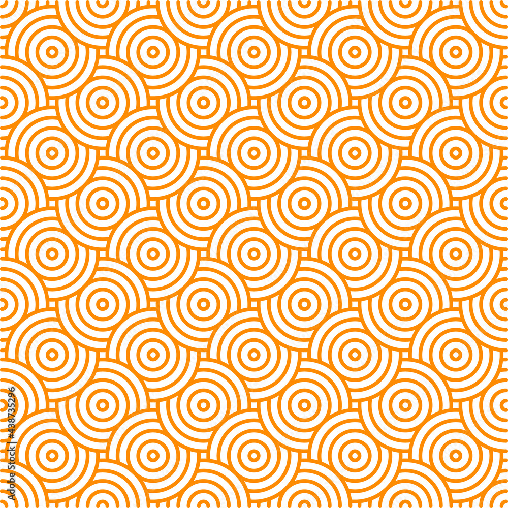 Orange and White Seamless Pattern Background. Overlapping Circles Pattern. Orange and White Seamless Pattern Background. Overlapping Circles Pattern.