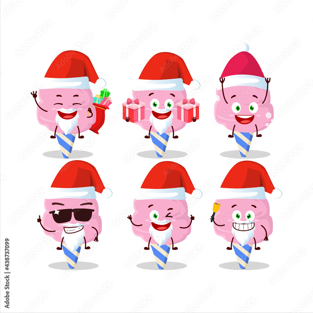 Santa Claus emoticons with cotton candy strawberry cartoon character Santa Claus emoticons with cotton candy strawberry cartoon character