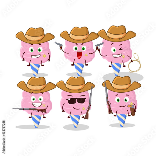 Cool cowboy cotton candy strawberry cartoon character with a cute hat