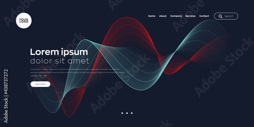 Landing page. web header vector line background for website, banner, template.