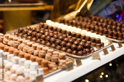 Swiss chocolate. Shop window in Zurich.