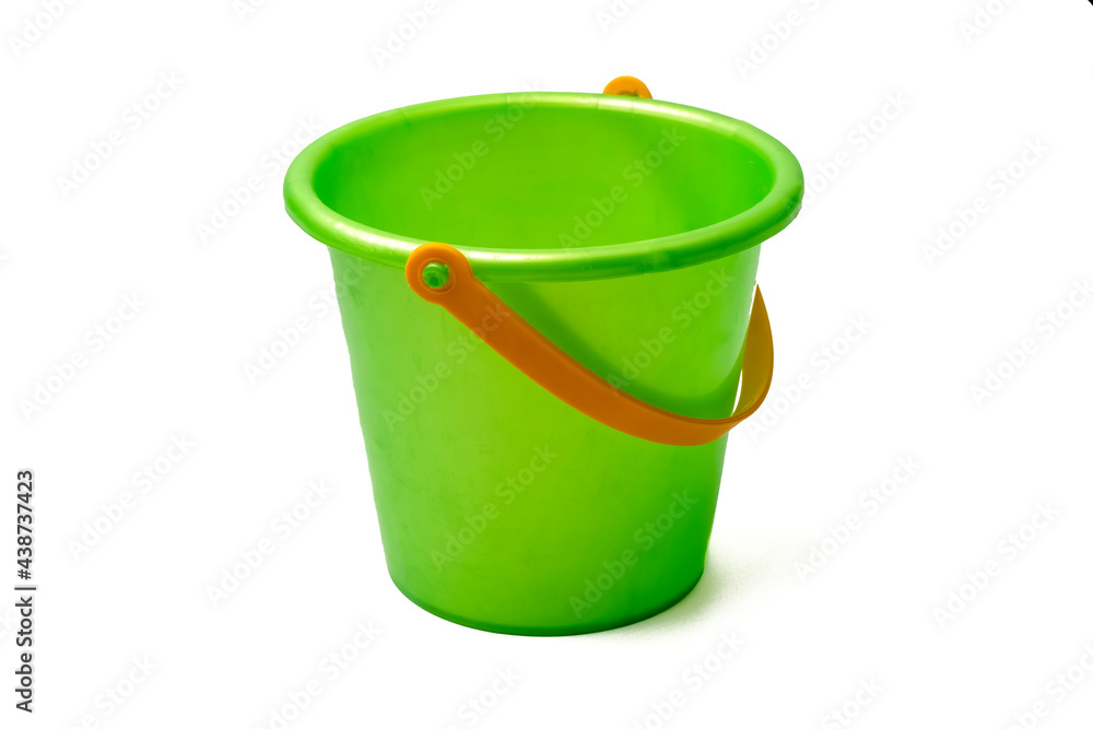 green plastic bucket, insulated on white background. green plastic bucket, insulated on white background.
