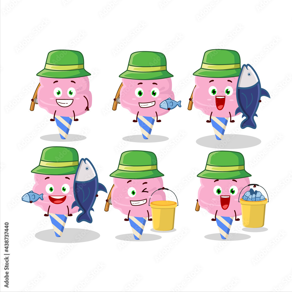 A fisherman cotton candy strawberry cartoon picture catch a big fish A fisherman cotton candy strawberry cartoon picture catch a big fish