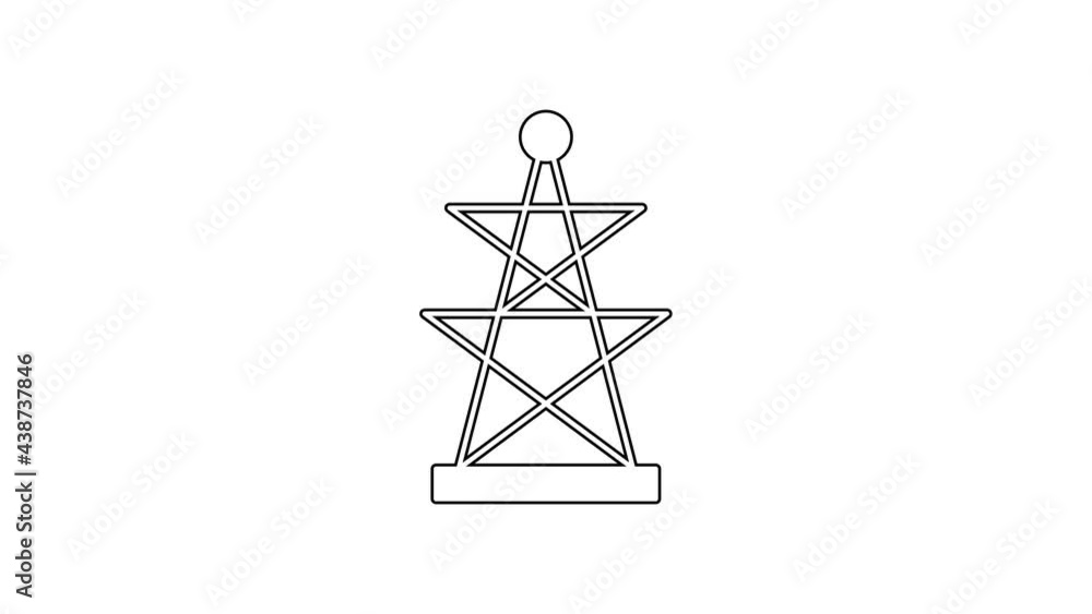 Black line Electric tower used to support an overhead power line icon isolated on white background. High voltage power pole line. 4K Video motion graphic animation Black line Electric tower used to support an overhead power line icon isolated on white background. High voltage power pole line. 4K Video motion graphic animation