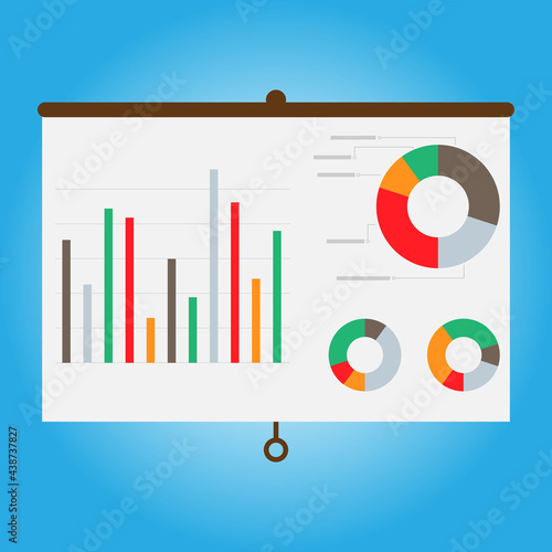 Presentation projection screen icon. Business management infographic data report. Vector illustration.