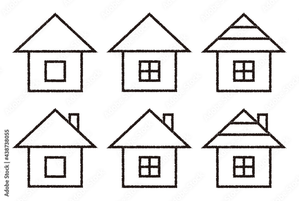 Clip art of simple houses.