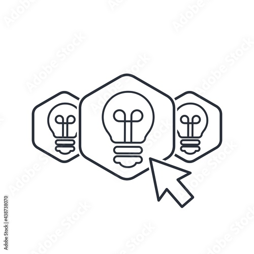 Market for creative ideas. Startup kit. Vector linear icon isolated on white background.
