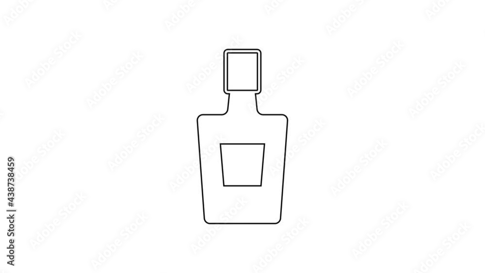 Black line Tequila bottle icon isolated on white background. Mexican alcohol drink. 4K Video motion graphic animation Black line Tequila bottle icon isolated on white background. Mexican alcohol drink. 4K Video motion graphic animation