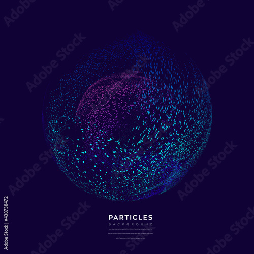 Abstract particle 3d background, wave graphic element, technology and big data vector illustration.