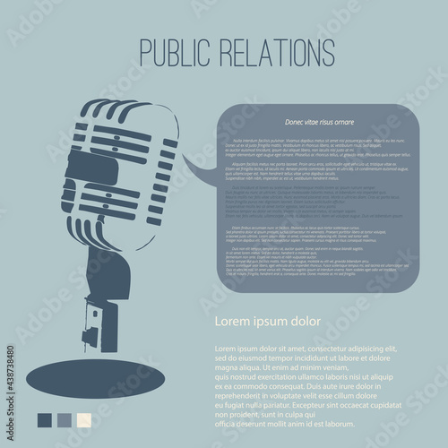 Vintage microphone public relations with Space for text editing vecter design