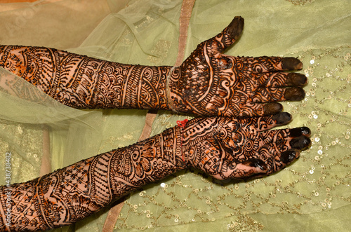 Beautiful Heena design woman hand photo