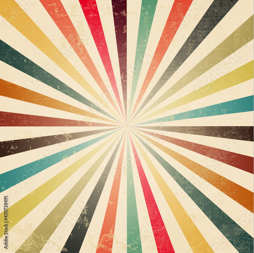 New vector Vintage colorful rising sun or sun ray,sun burst retro background design