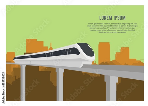 Фотография Monorail with city skyscraper background.