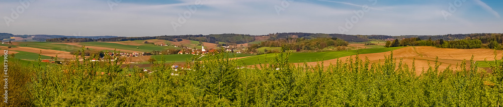 High resolution stitched panorama of a beautiful spring view near Bad Griesbach, Bavaria, Germany