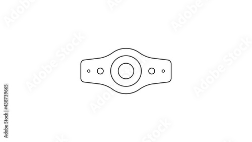 Black line Wrestling championship belt icon isolated on white background. 4K Video motion graphic animation