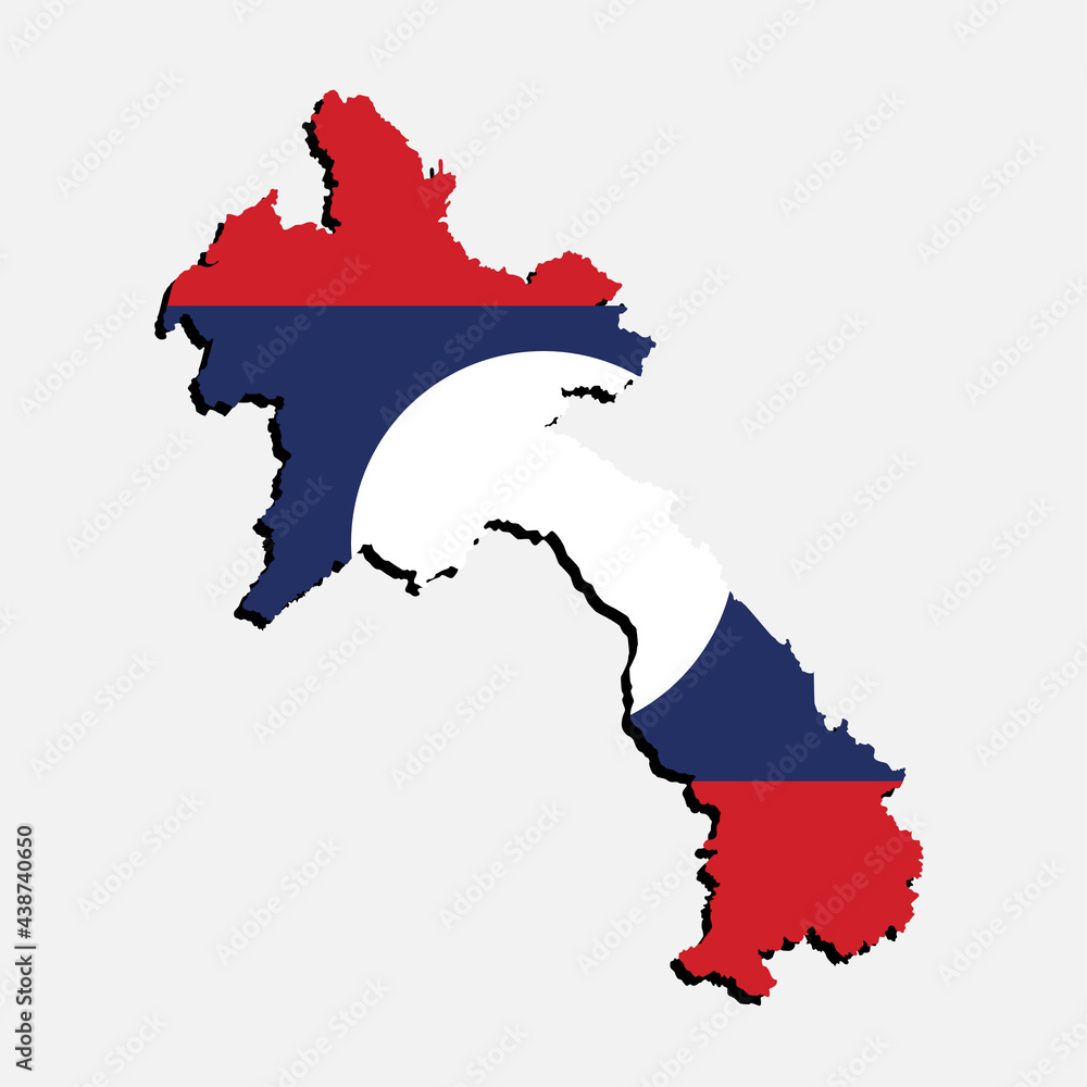 Fototapeta premium Vector Asia map Laos made country flag