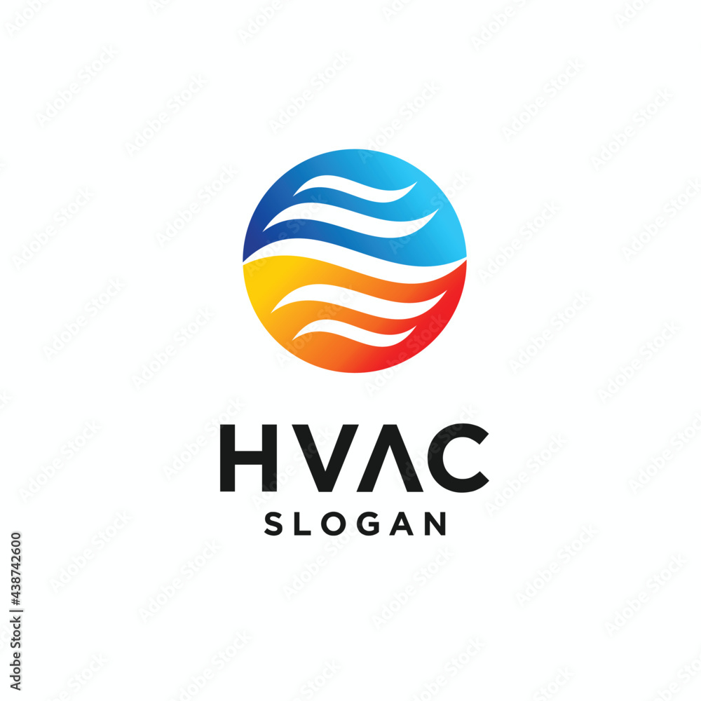 heating and cooling logo with wind concept heating and cooling logo with wind concept