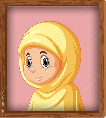 Cute muslim girl picture in photo frame