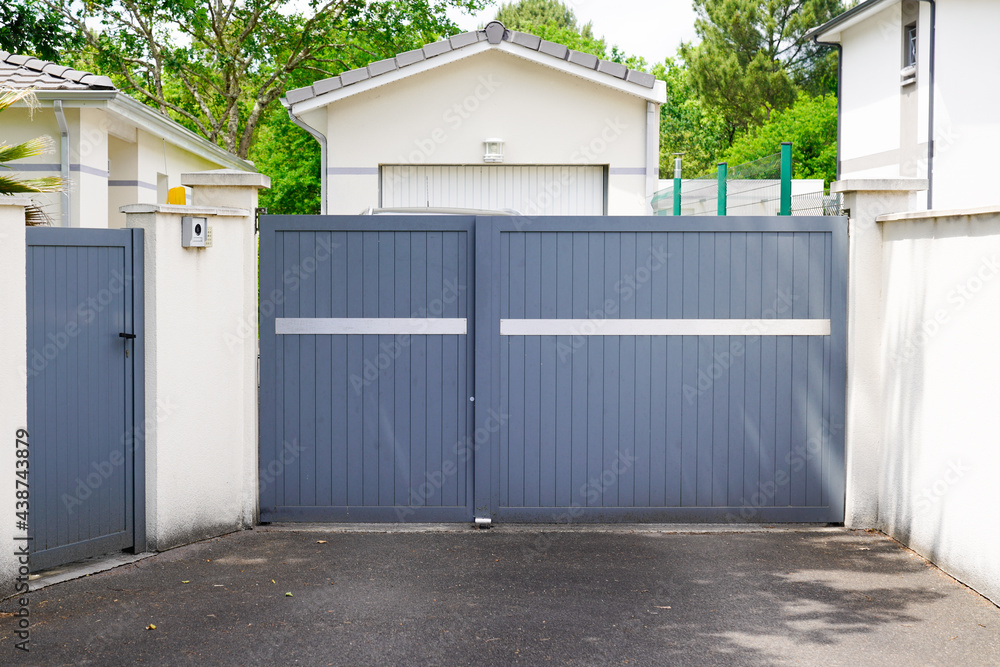 portal street suburb home grey house wicket gate garden access door portal street suburb home grey house wicket gate garden access door