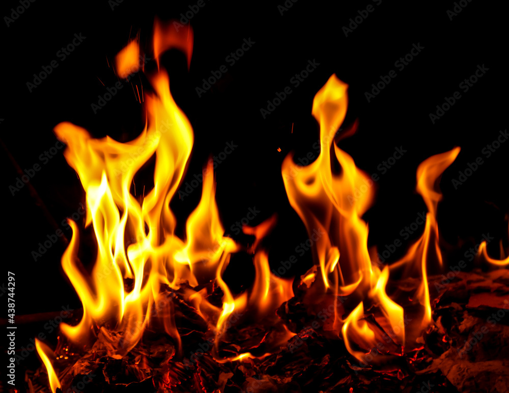 Flame of fire on a black Flame of fire on a black