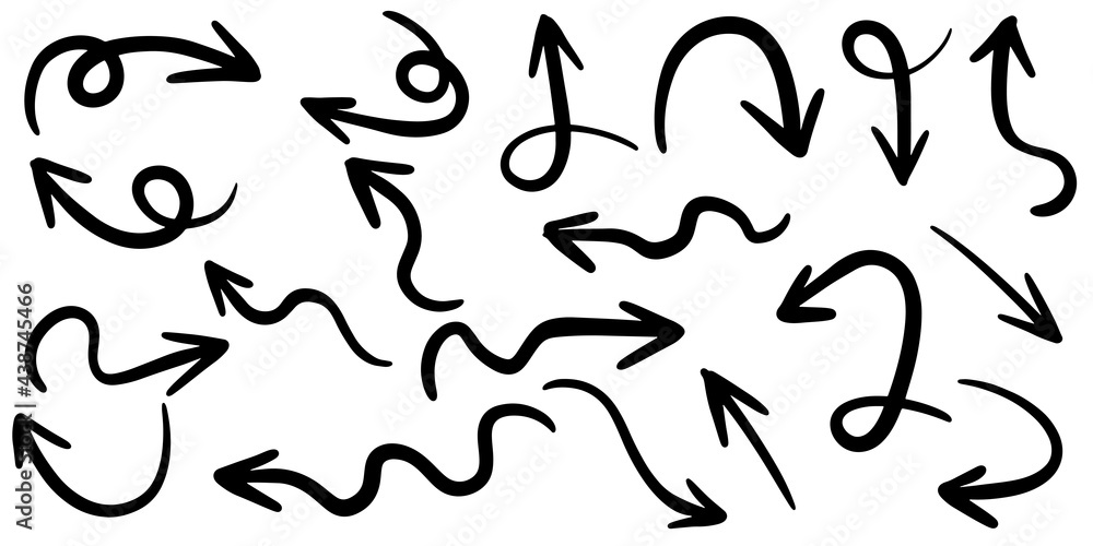 set of hand drawn arrows isolated on white background. for business infographic, banner, web and concept design.Vector doodle design elements. set of hand drawn arrows isolated on white background. for business infographic, banner, web and concept design.Vector doodle design elements.