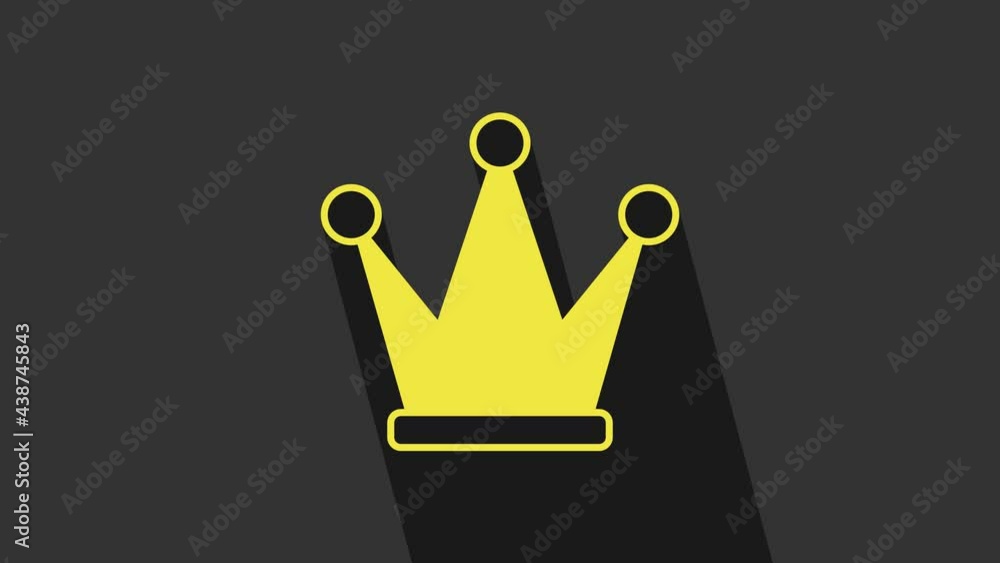 Yellow Crown icon isolated on grey background. 4K Video motion graphic animation Yellow Crown icon isolated on grey background. 4K Video motion graphic animation