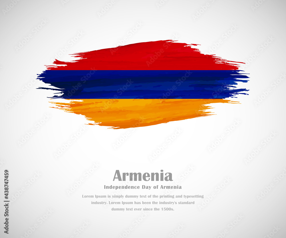 Fototapeta premium Abstract brush painted grunge flag of Armenia country for Independence day