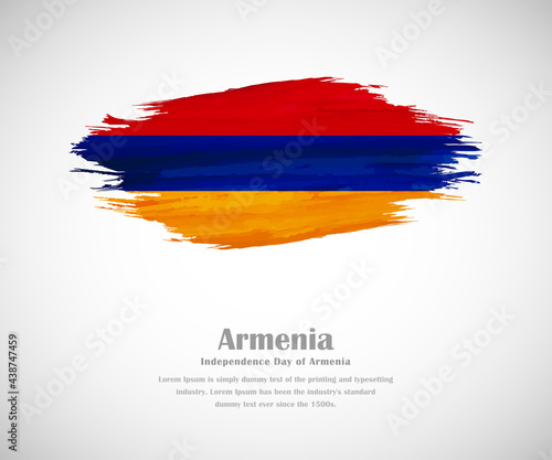 Abstract brush painted grunge flag of Armenia country for Independence day