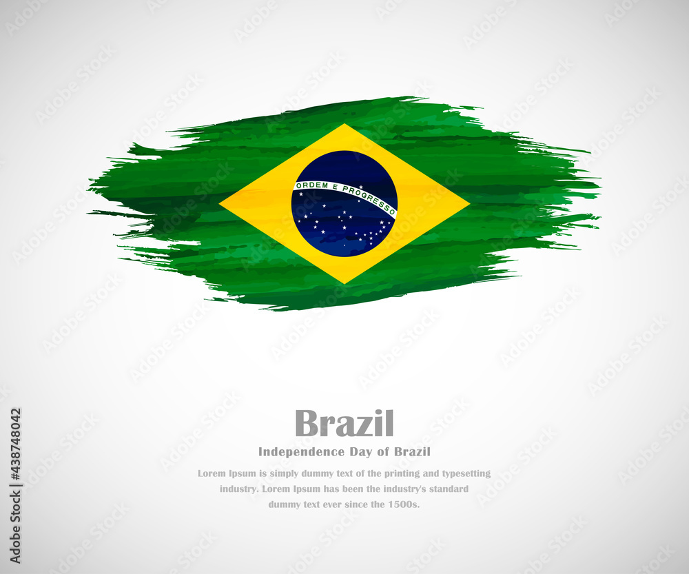 Abstract brush painted grunge flag of Brazil country for Independence day