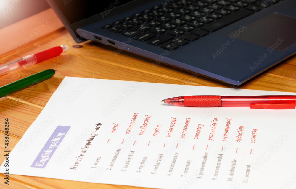 English spelling worksheet English spelling worksheet