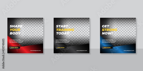 Gym and fitness social media post banner template