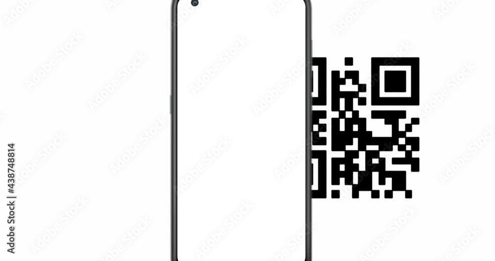 QR code scanning with smart phone on white background with copy space 4K