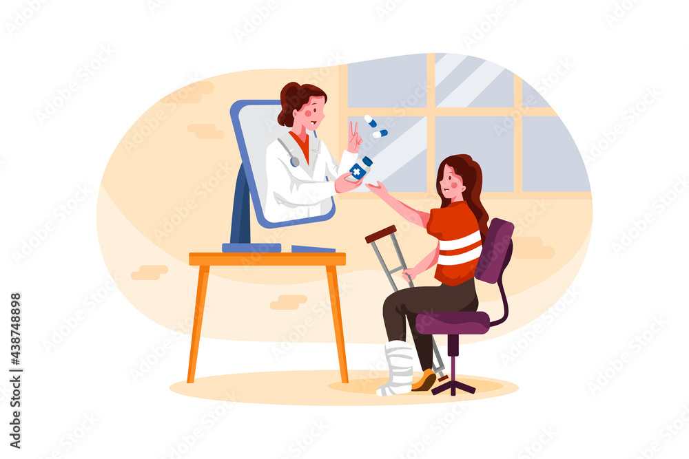 Online Doctor Consultation Illustration Concept. Flat illustration isolated on white background.