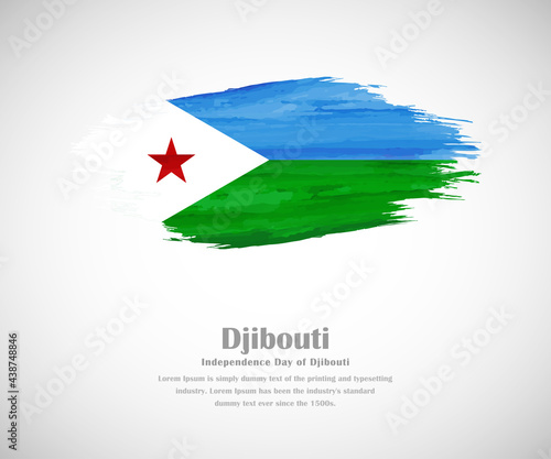 Abstract brush painted grunge flag of Djibouti country for Independence day