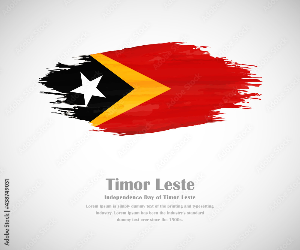 Abstract brush painted grunge flag of Timor Leste country for Independence day Abstract brush painted grunge flag of Timor Leste country for Independence day
