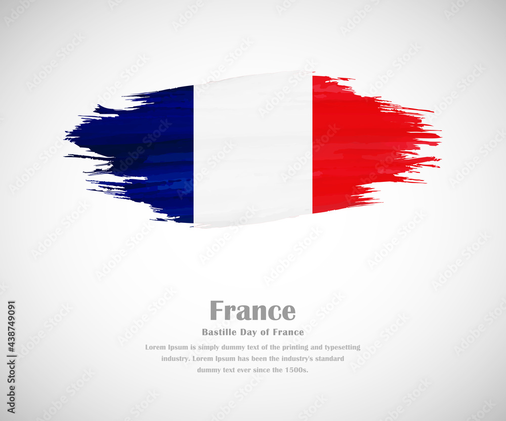 Abstract brush painted grunge flag of France country for bastille day Abstract brush painted grunge flag of France country for bastille day