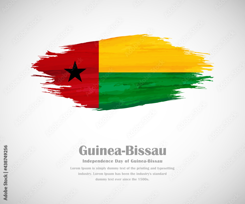 Obraz premium Abstract brush painted grunge flag of Guinea-Bissau country for Independence day